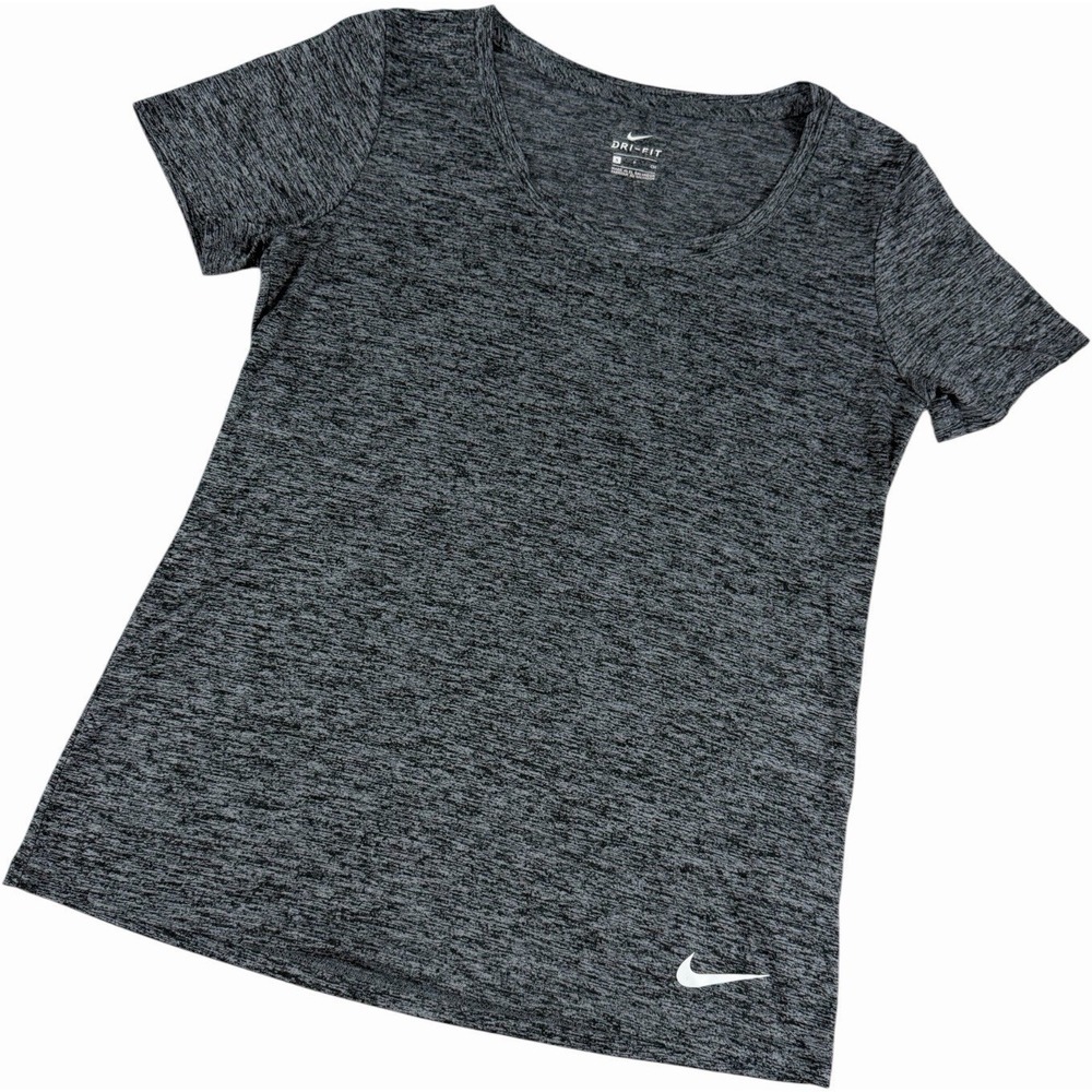 Nike Womens‎ Small Dark Gray Heather Dri-FIT Short Sleeve Athletic T-Shirt Top S